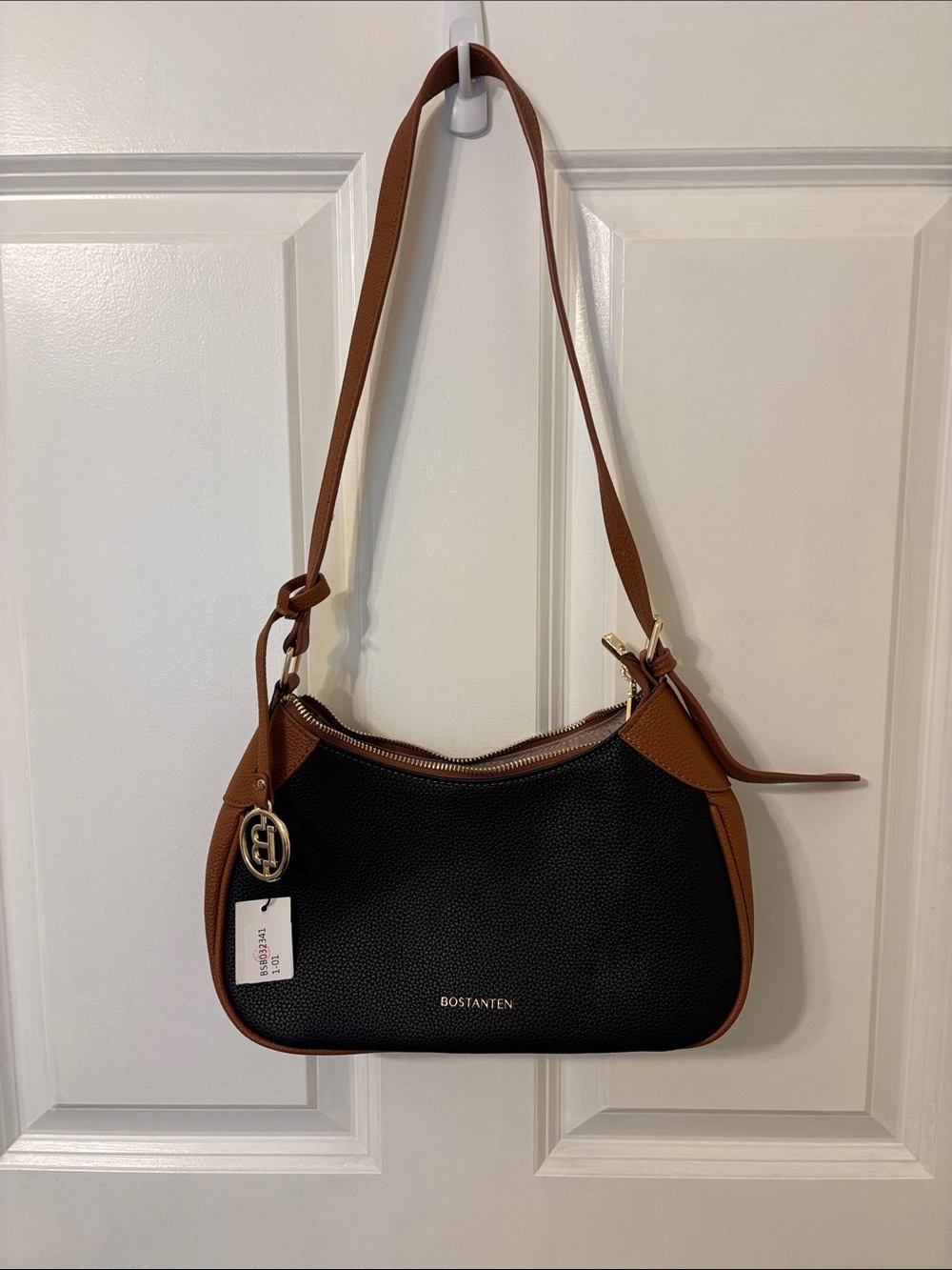 Bostanten Black and Brown Two-Tone Shoulder Bag